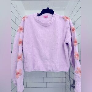 Chenille sweater with floral details
